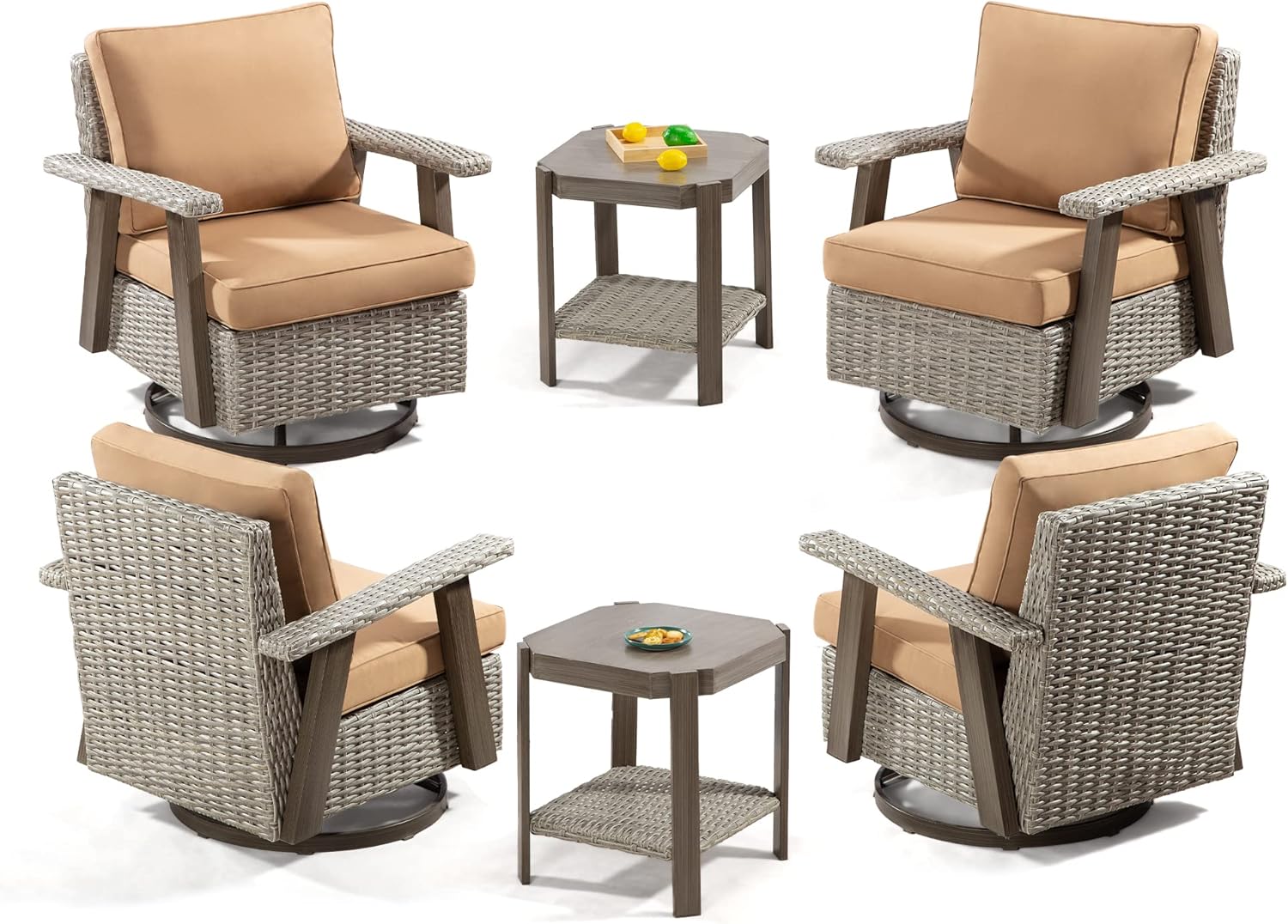 Joyside Outdoor Swivel Rocker Patio Chair Set of 4 and 2