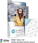 HP Sprocket 2x3 Papier photo à dos collant Zink Premium (50 Feuilles) Compatibles avec HP Imprimantes photo pignon