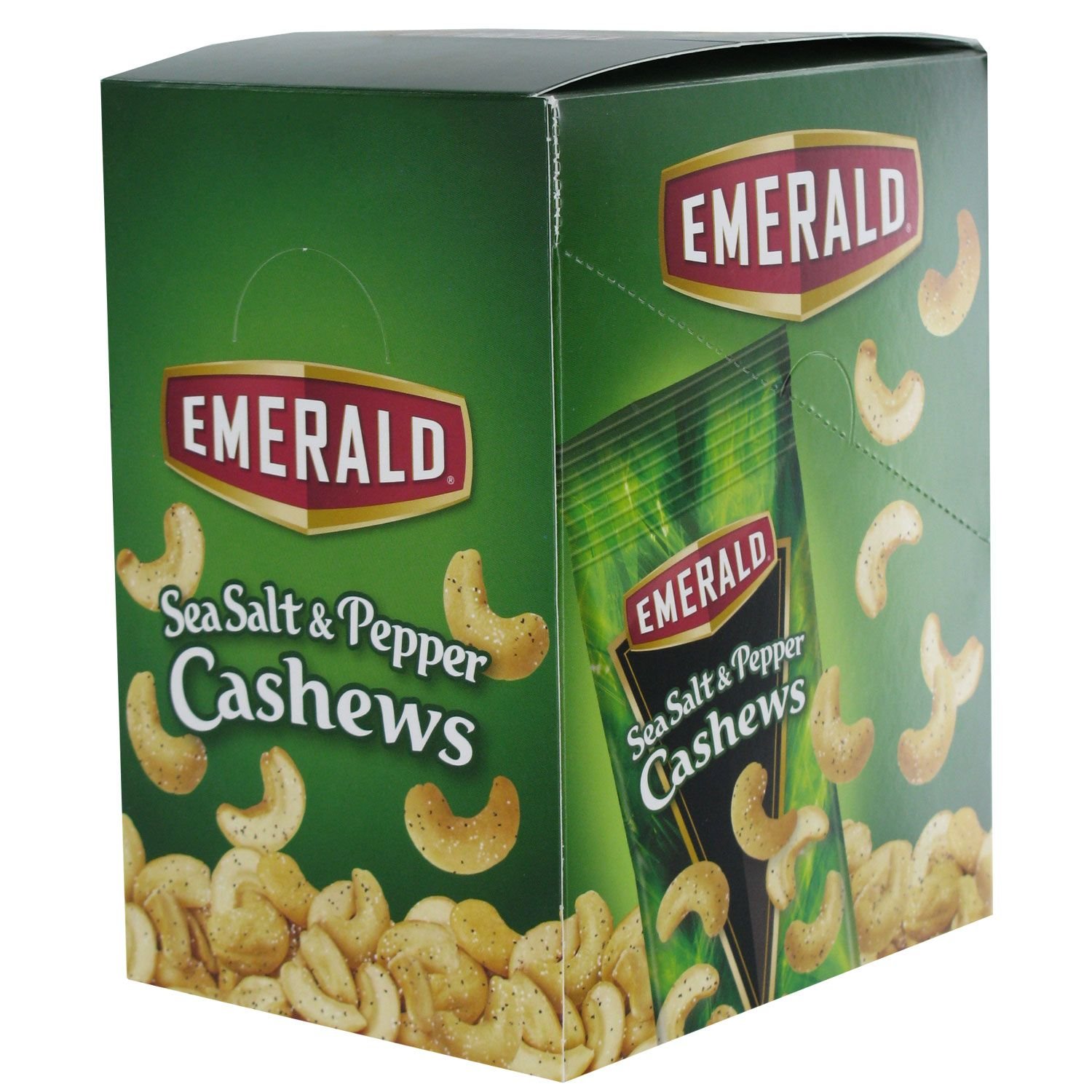 Emerald Sea Salt and Pepper Cashews 1.5 oz. Bag 12 ct