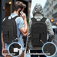 Vista 4 de Business Backpack for Men Slim Lightweight Laptop Backpack Water Resistant Small Office Backpack for Commute Travel Daily Office Work with Small Bag