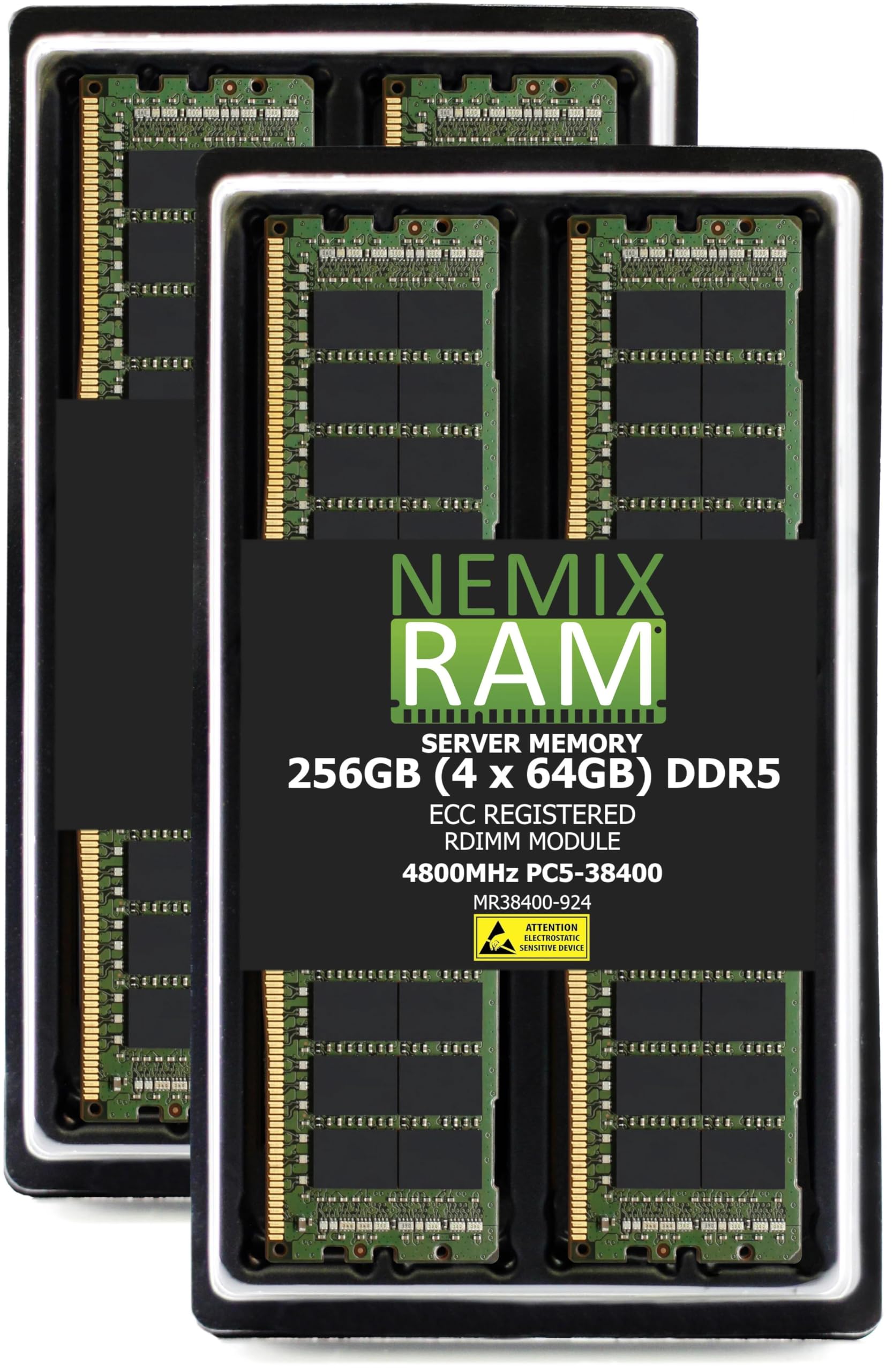 256GB 4X64GB DDR5 4800MHZ PC5-38400 2Rx4 1.1V CL40 288-PIN ECC Registered RDIMM NEMIX RAM Server Memory KIT Compatible with ASRock Industrial