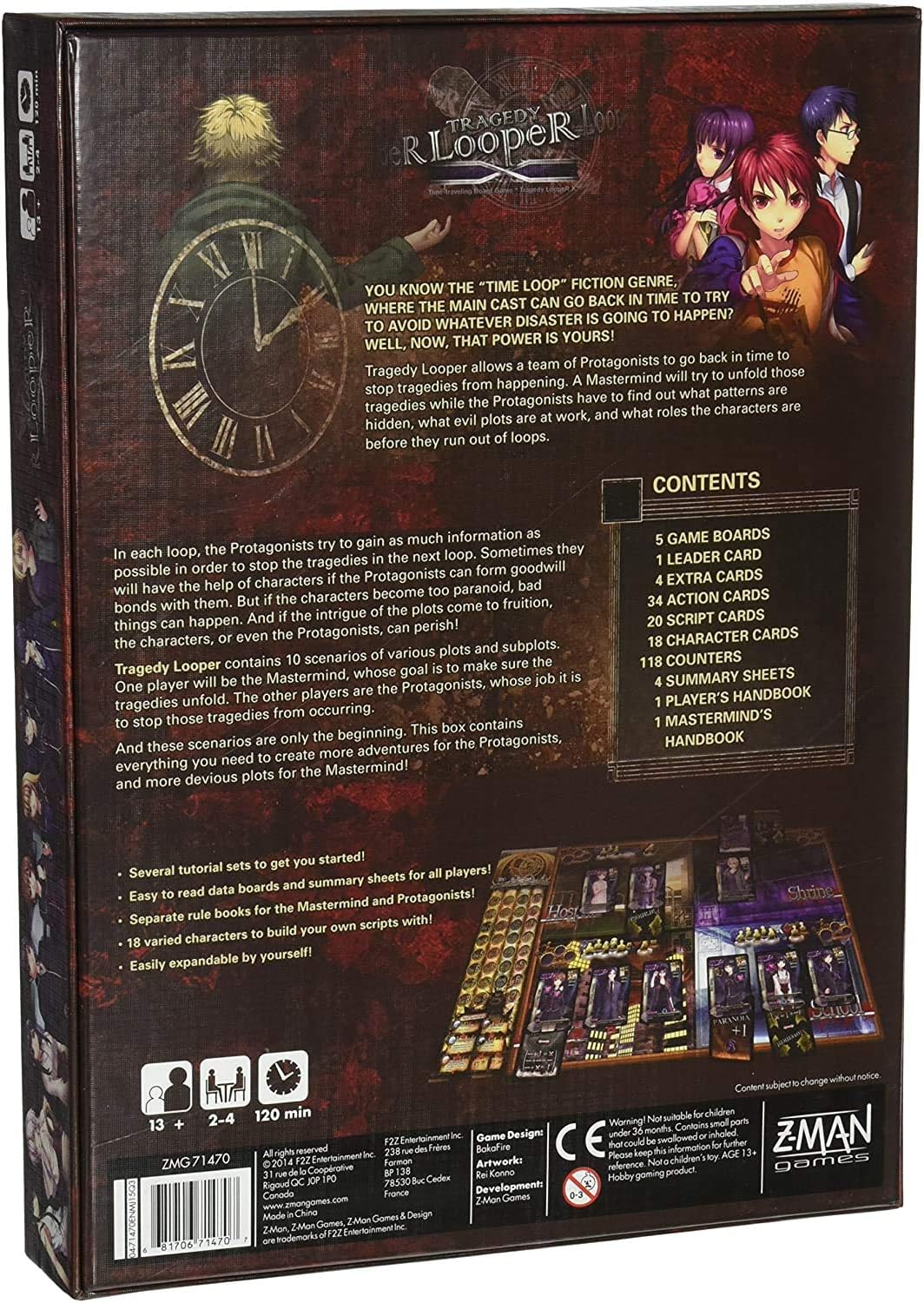 Tragedy Looper Board Game - Scenario-Based Deduction and Strategy Game for Kids & Adults, Ages 13+, 2-4 Players, 120 Minute Playtime, Made by Made by Z-Man Games