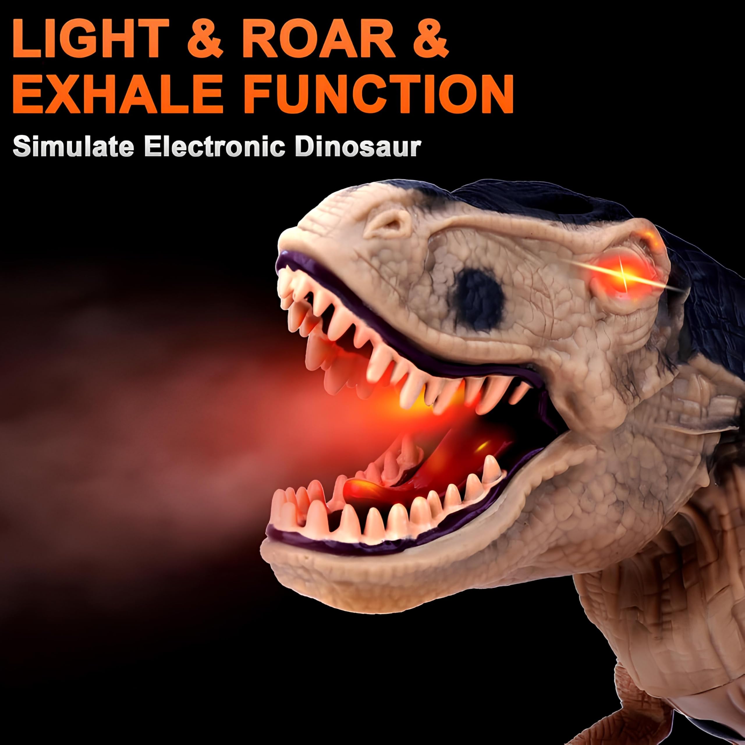 Dinosauro Telecomandato Gigante cm 53 con Effetto Fumo dalla Bocca Luce LED e Suoni Reali RC Dinosaur Tirannosauro T Rex Cammina e Ruggisce Realistico T-Rex Dinosauro Elettrico Gigante Giocattolo