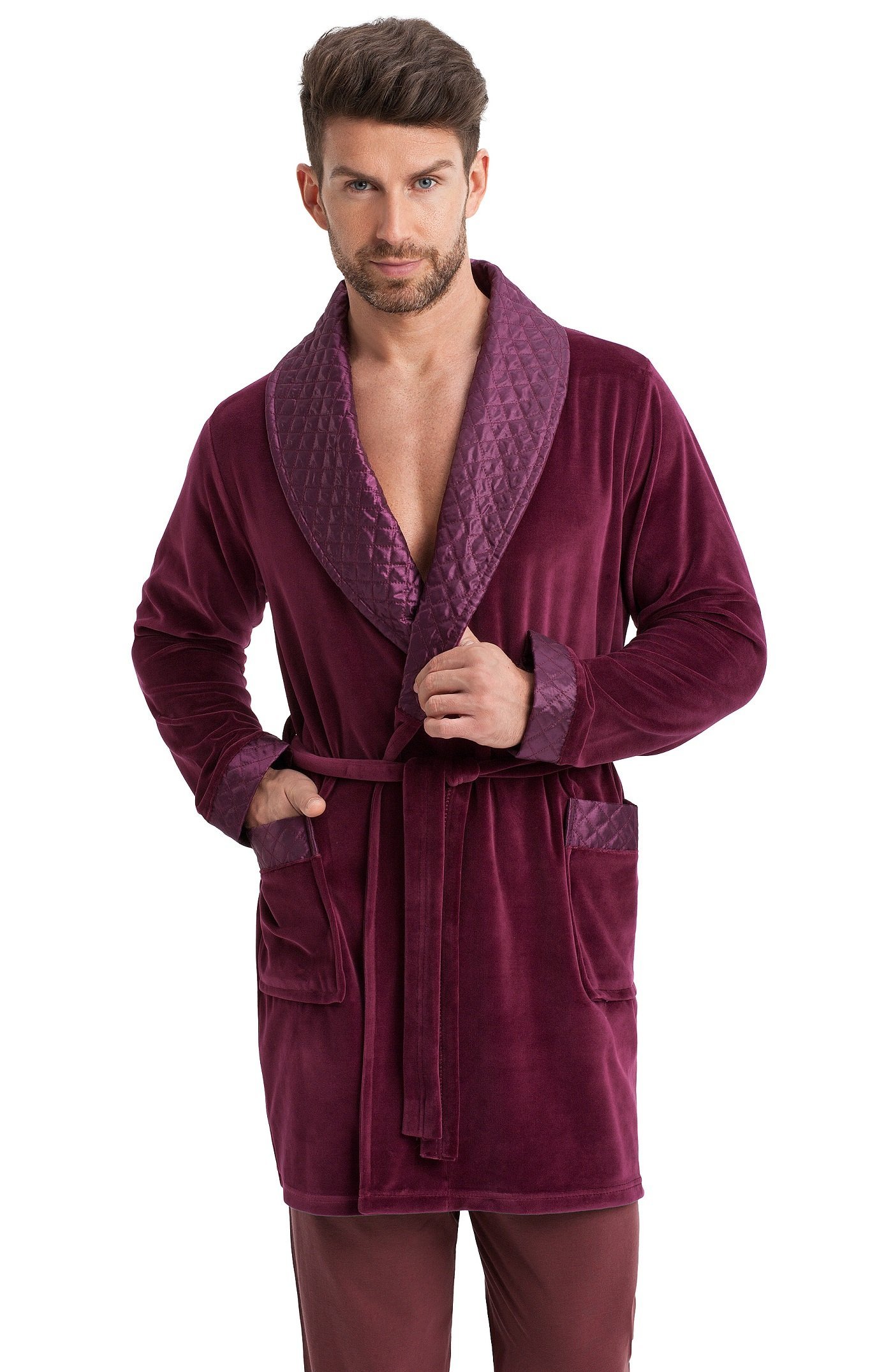 LEVERIE Veste d'intérieur/robe de chambre courte classique homme. Fabriquée dans l'UE.