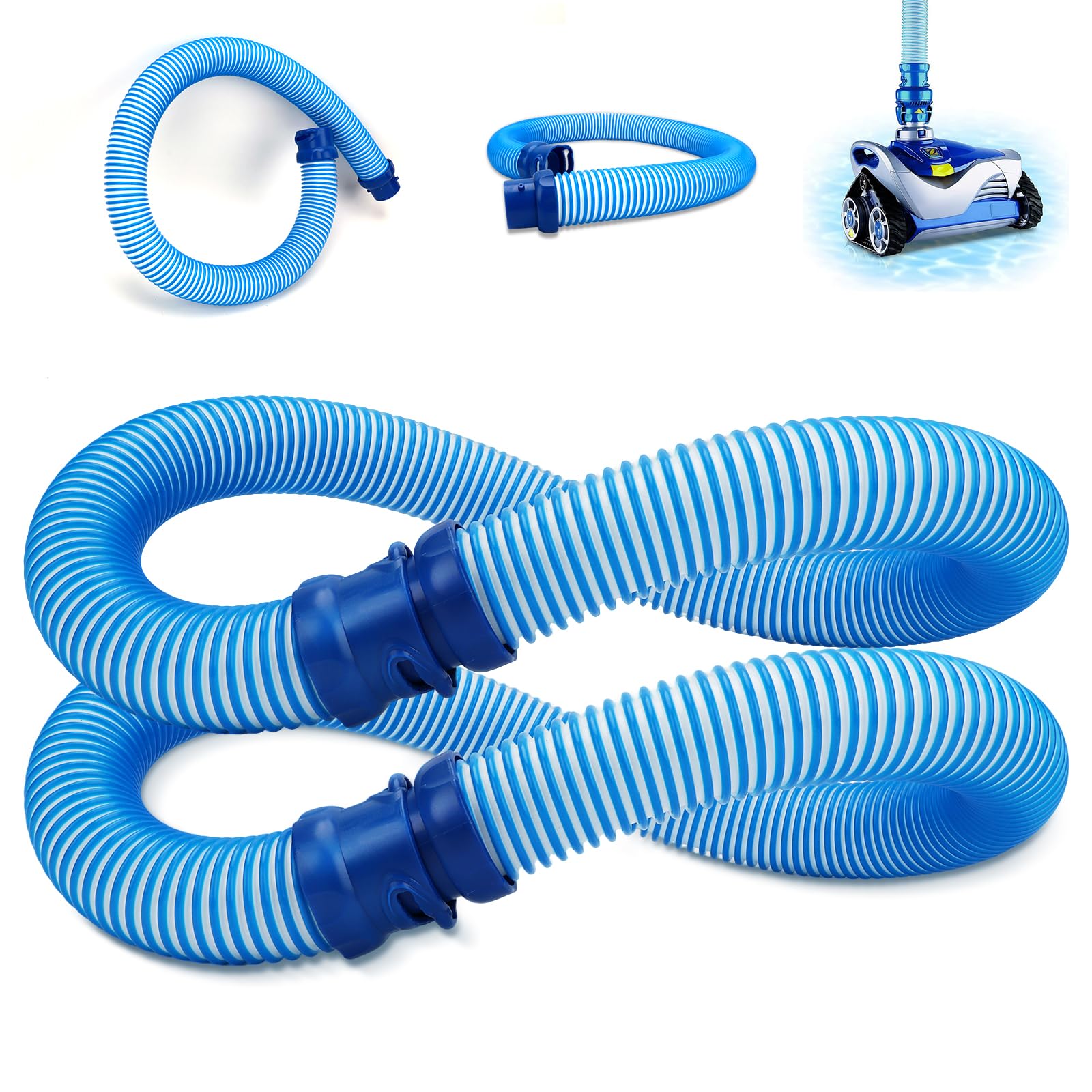 Photo 1 of 39 Inches R0527700 Pool Cleaner Hose Replacement Kit, 2 Pack Swimming Pool Hose for for Zodiac Baracuda MX6 MX8 X7 T3 T5 Swimming Pool Cleaner, Twist Lock Pool Vacuum Hose Replacement Kit,Blue
