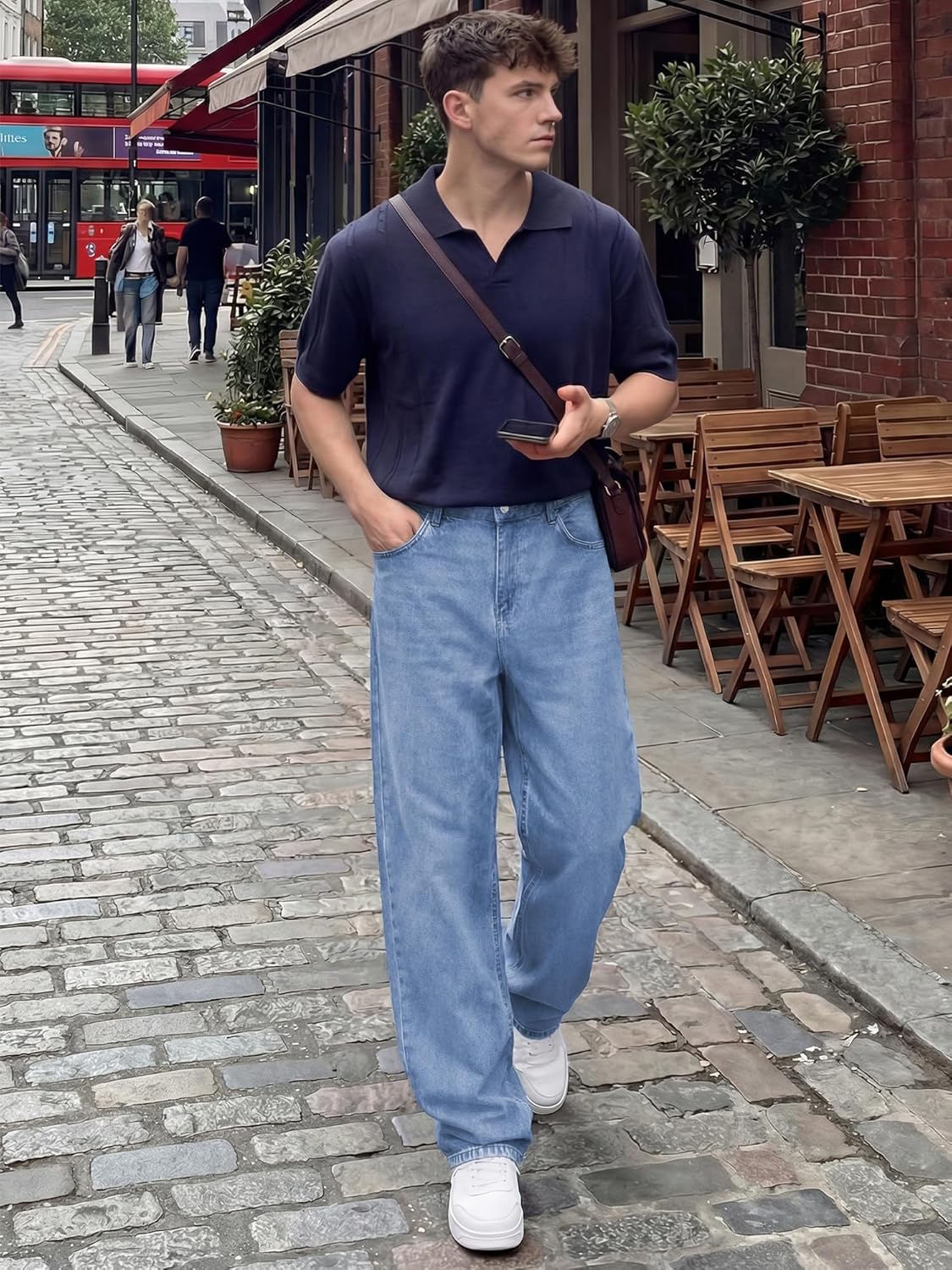 JMIERR Men's Baggy Jeans Wide Leg Skater Hip Hop Denim Pants Loose Fit Streetwear - Image 3