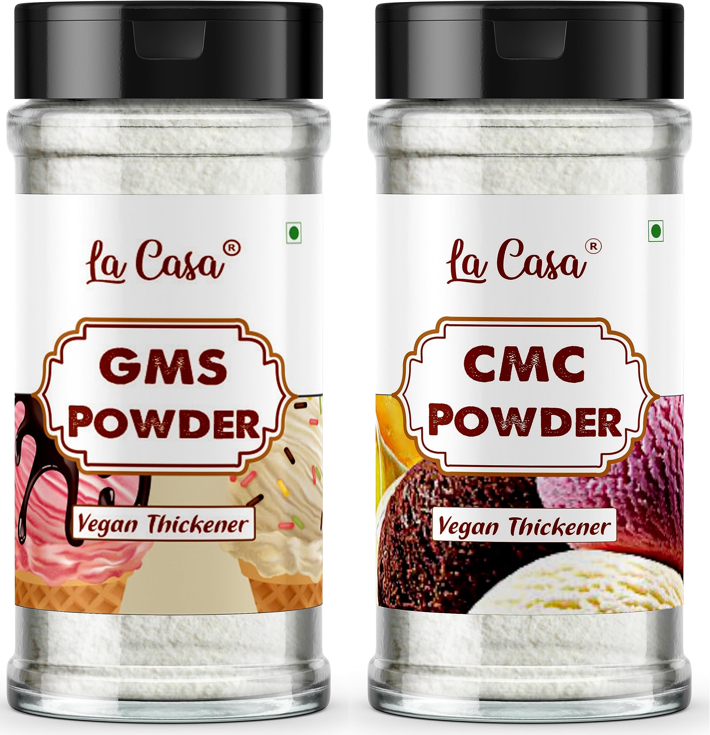 La Casa CMC & GMS Powder Combo | Food Grade Premium Emulsifiers | For Soft, Smooth and Creamy Cake Premixes and Ice Creams | 2x75g |