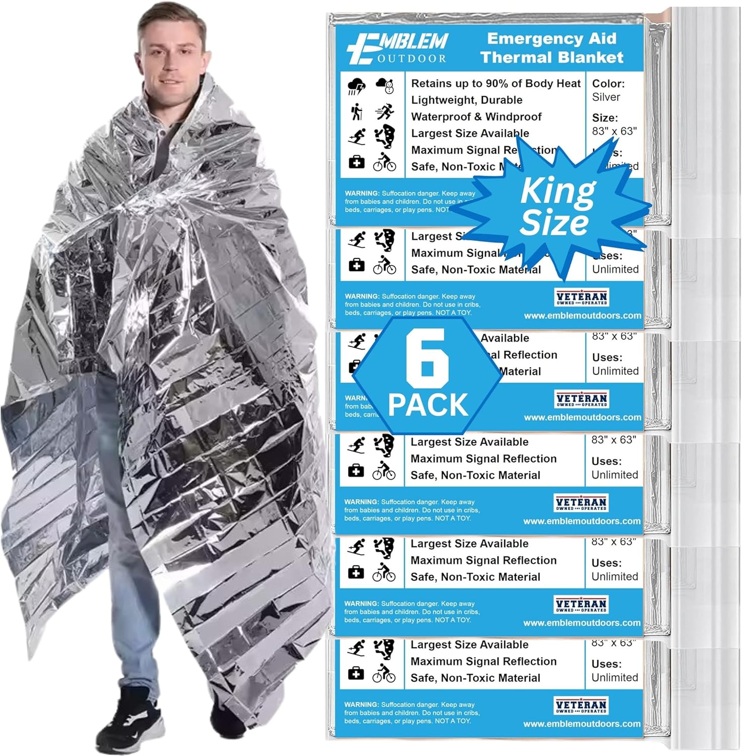 Thermal Emergency Blanket for Survival, Hiking, Camping,...
