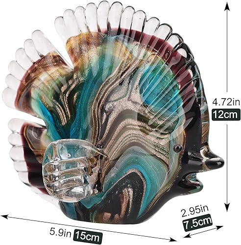 Miniatura 2 de DOVDOV Estatua de caracola de vidrio soplado a mano, figura de arte de vidrio ámbar, decoración costera del hogar con conchas marinas, decoración de