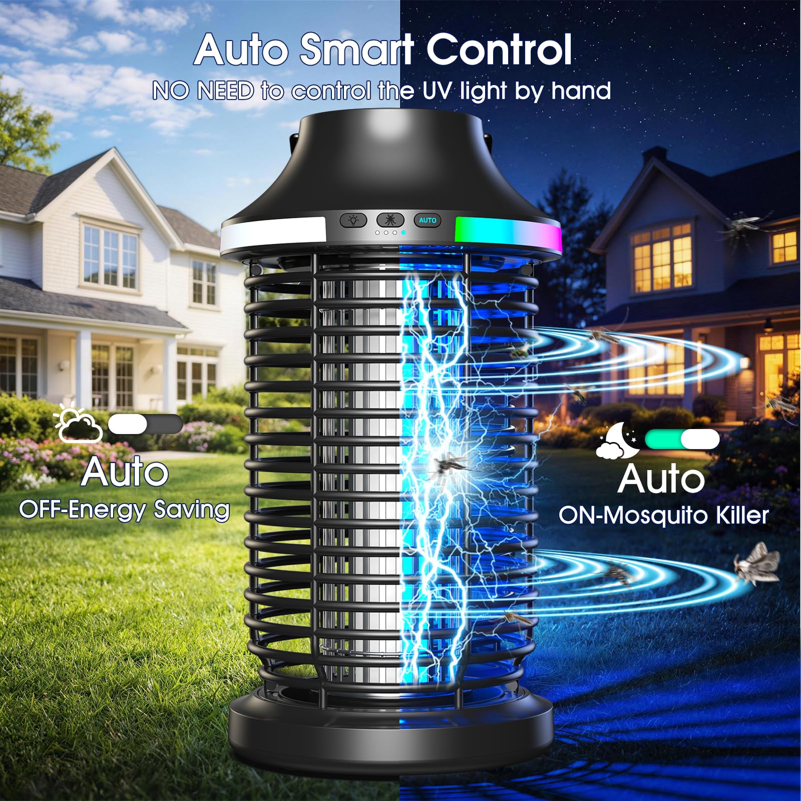 Eliminador de insectos para exteriores, inalámbrico, 2026, 4200 V, eléctrico, 5 en 1, recargable, para exteriores, impermeable, con batería de 5000 mAh, matamoscas portátil para patio, camping