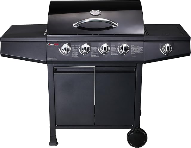 CosmoGrill 4+1 Gas Burner Garden Grill BBQ Barbecue w/Side Burner & Storage - Black