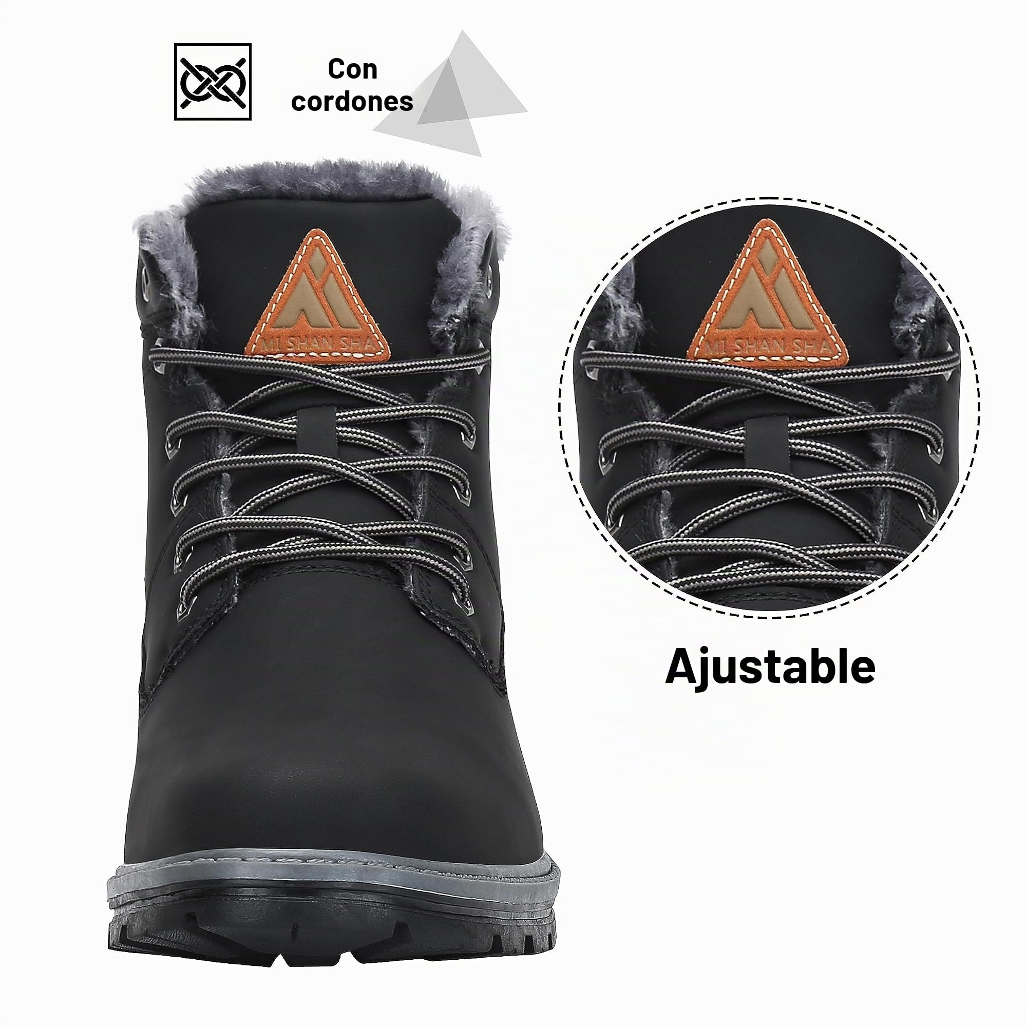 Mishansha Botas de Nieve Hombre Mujer Invierno Negro Grafito Gr.39