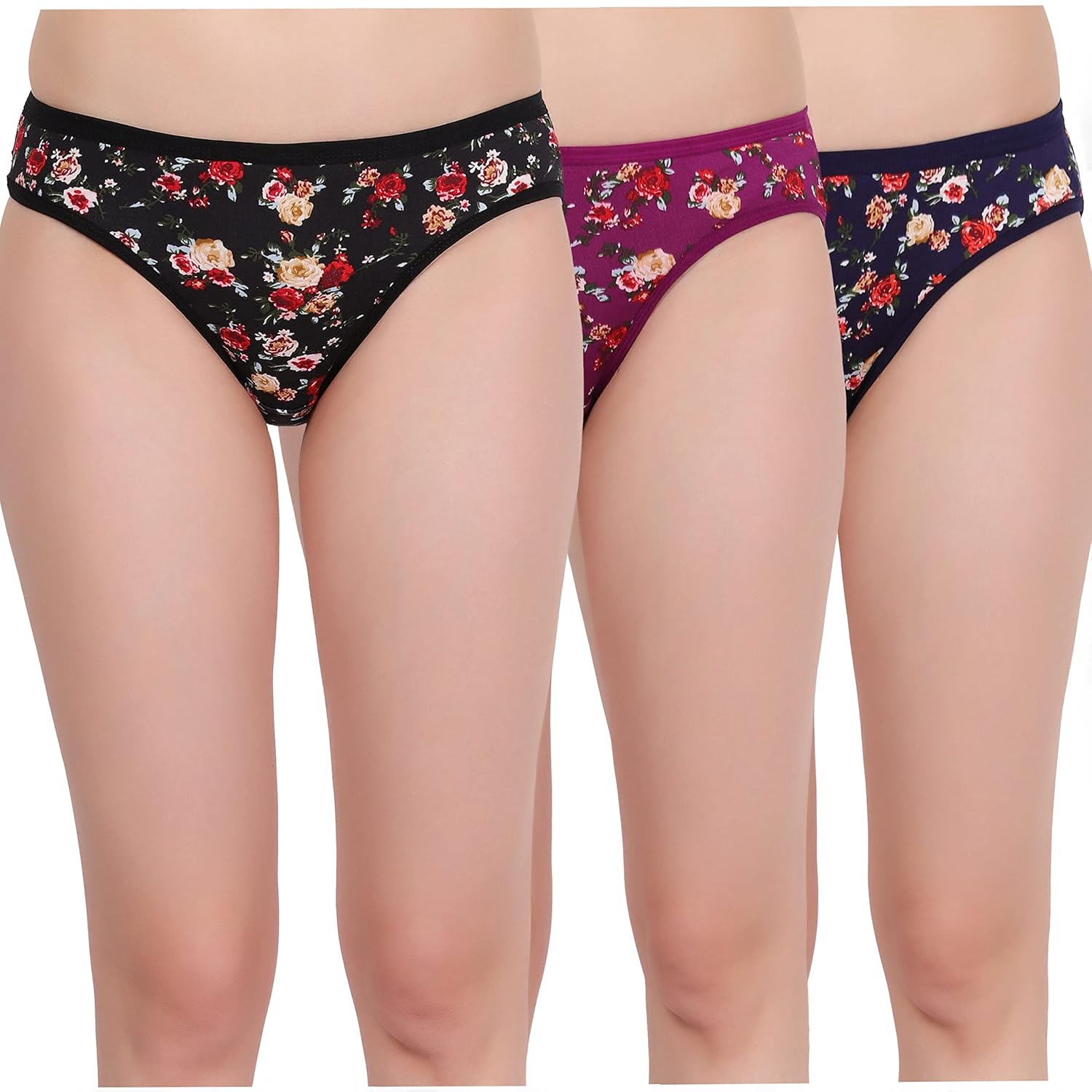 Forever Fabulous 100% Cotton Seamless Comfy Hipster Lingerie/Panty/Undies Underwear (Pack of 3) Multicolor