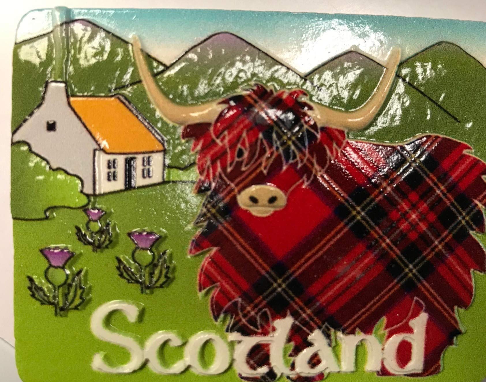 Scifi Planet Bronze Scotland Highland Cow Fridge Magnet