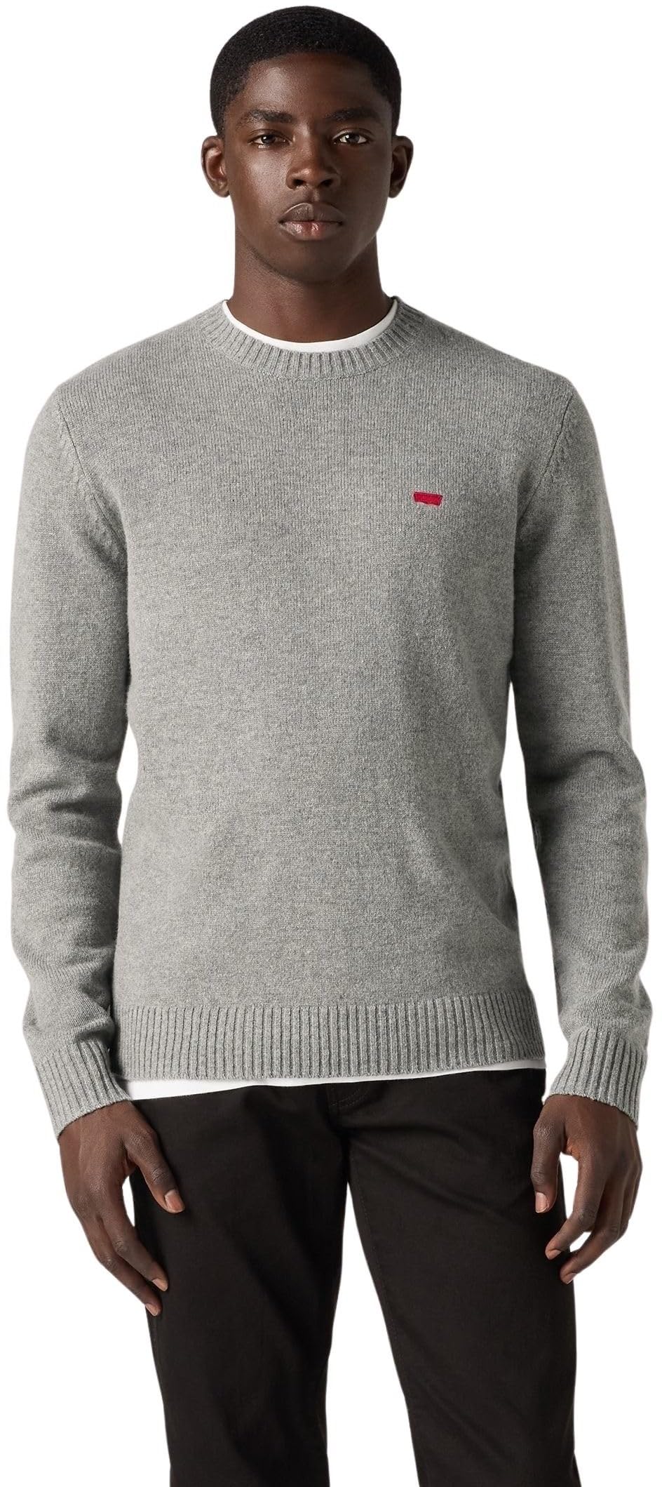 Levi's Men's Original Housemark Sweater Sweatshirt, Mid Tone Grey Heathe, XS