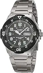 Relógio masculino de quartzo estilo mergulhador com pulseira de aço inoxidável, prata, 23,8 (modelo: MRW-200HD-1BVCF)