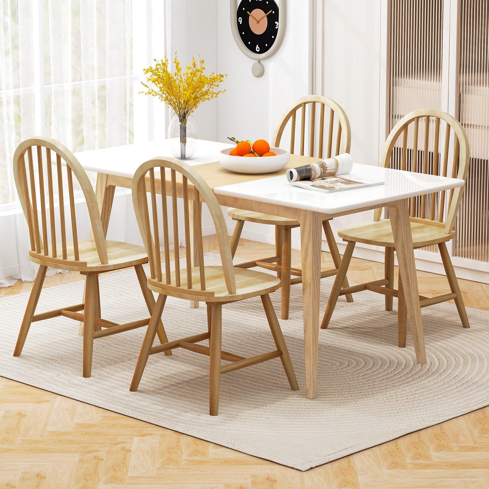 Amazon.com - HAPPYGRILL 2 Pieces Wooden Dining Chairs Set, Vintage