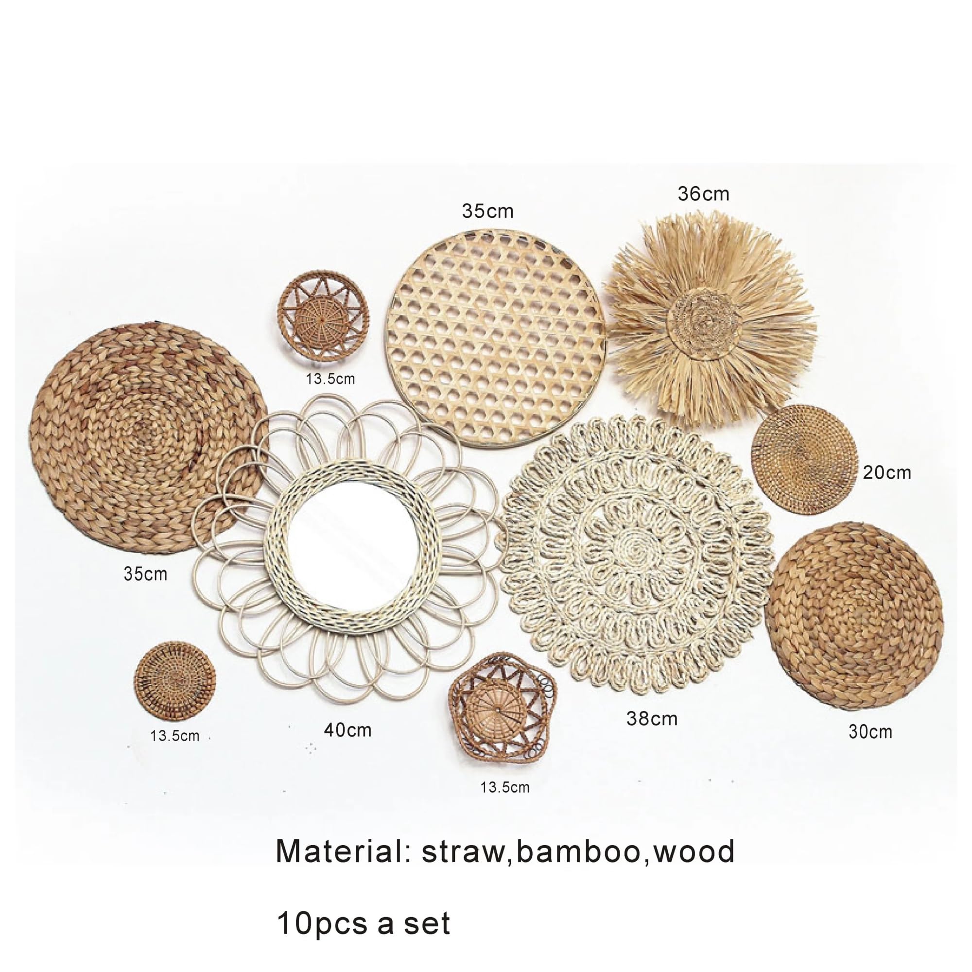 Cesta de Pared de ratán Hecha a Mano, decoración de Pared de ratán Colgante de Pared, decoración Colgante de Pared Decoración de Pared