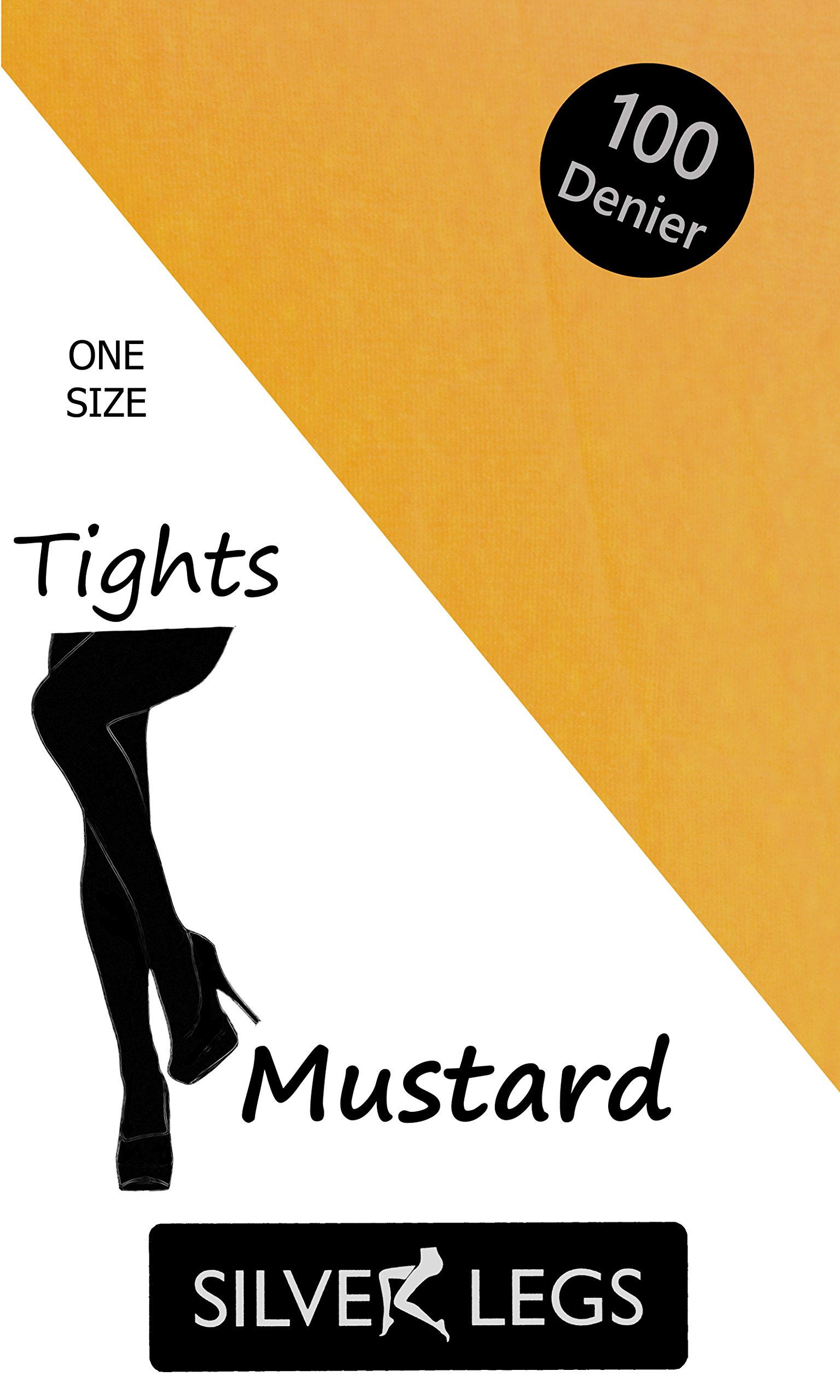 Silver Legs Women's Mustard 100 Denier Opaque Tights (Mustard)