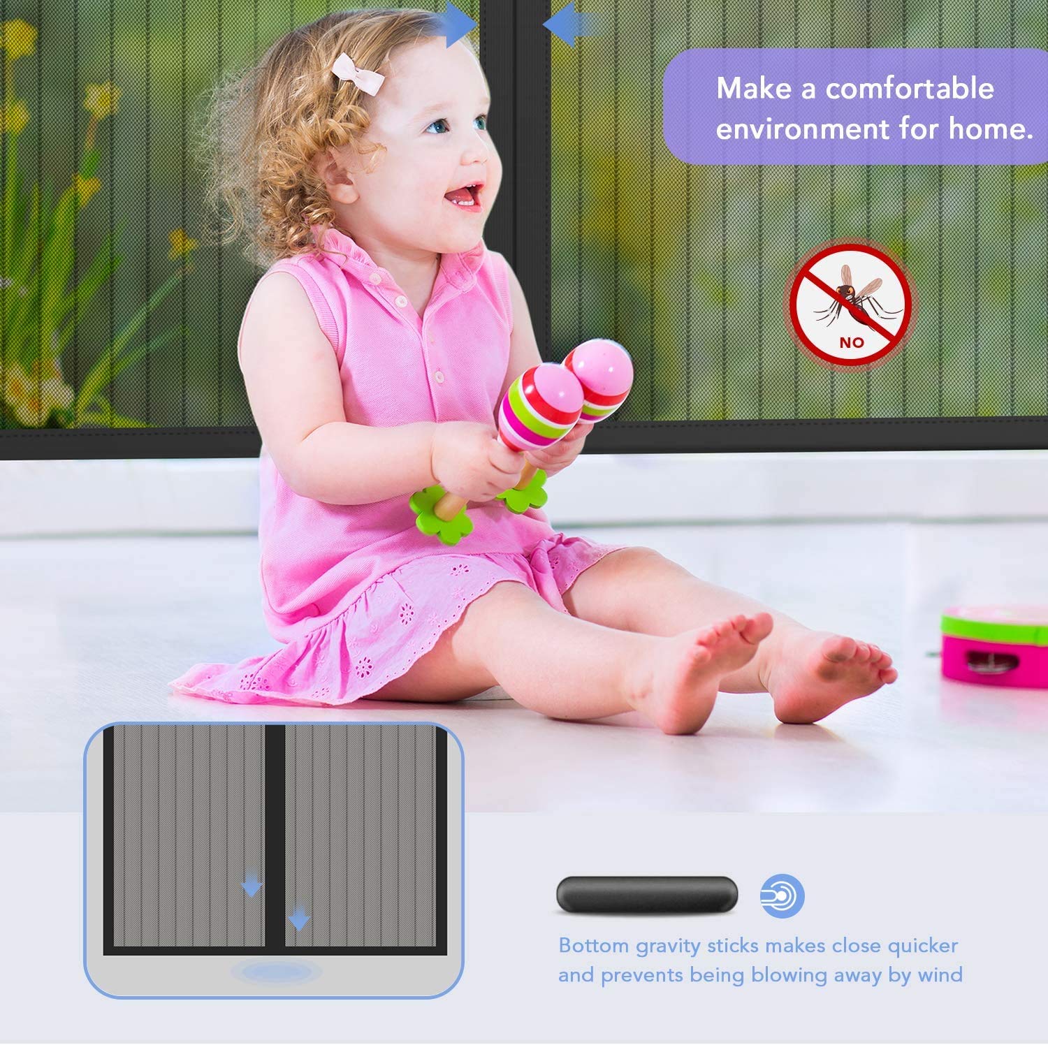 Moustiquaire Avec Fermeture Aimantée Mailles Ultra Fine 90 X