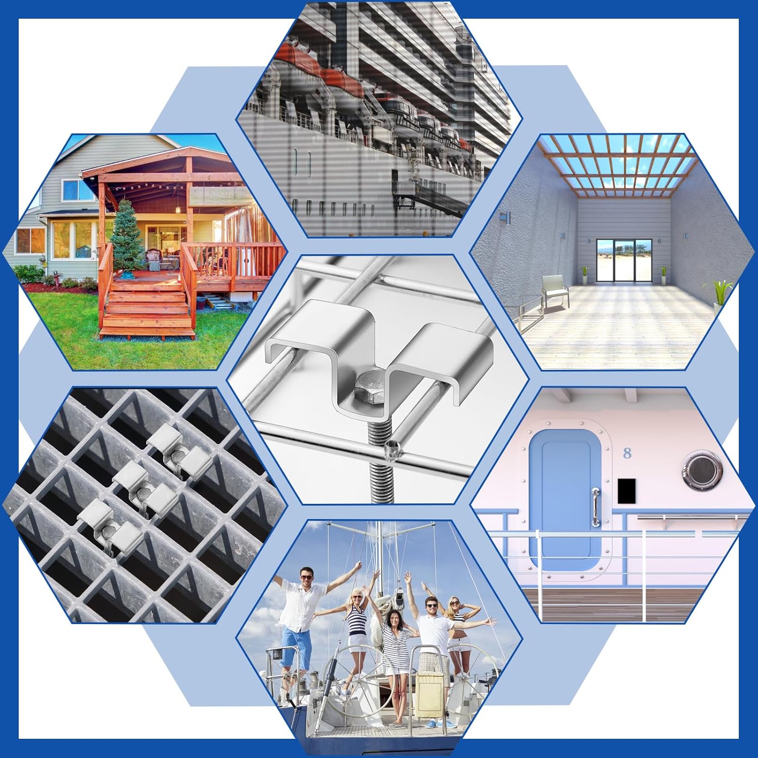 MorningRo 50 Pcs Saddle Clips for Grating 316 Stainless Steel Bar Grating Clips for Screw Size 1/4 Inch for Industrial Flooring Drainage Systems Mezzanines Walkways Stair Treads