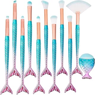 SIMIN Maquillage Pinceaux Set,11 Pièces Brosse à Maquillage en Forme de Sirène Professionnel pour mélange de fond de teint poudre ,correcteur de blush ,à paupières kit de pinceaux