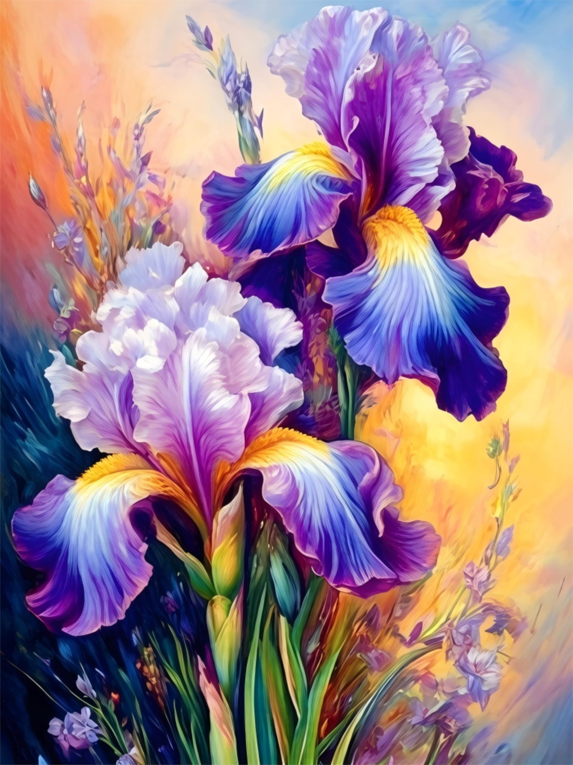 Xiangxujia Flower S Diy Paint By Number For Adults,Frameless Painting Kits For Adult,Iris Color By Numbers,Frameless Paint By Number Canvas Crafts Watercolor For Beginner Room Decor