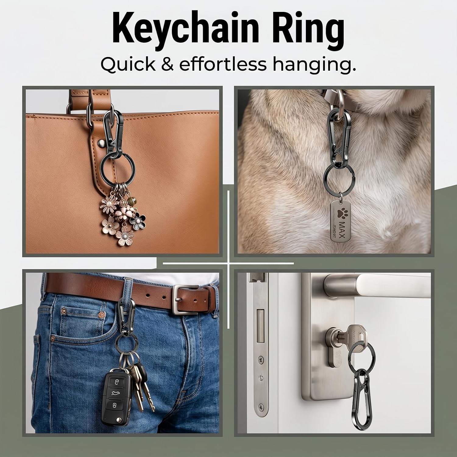 14 Pcs Metal Carabiner Keychain, Sturdy Small Keyring Clip for Men Women, Keys Holder Organizer for Purse Charms Hook