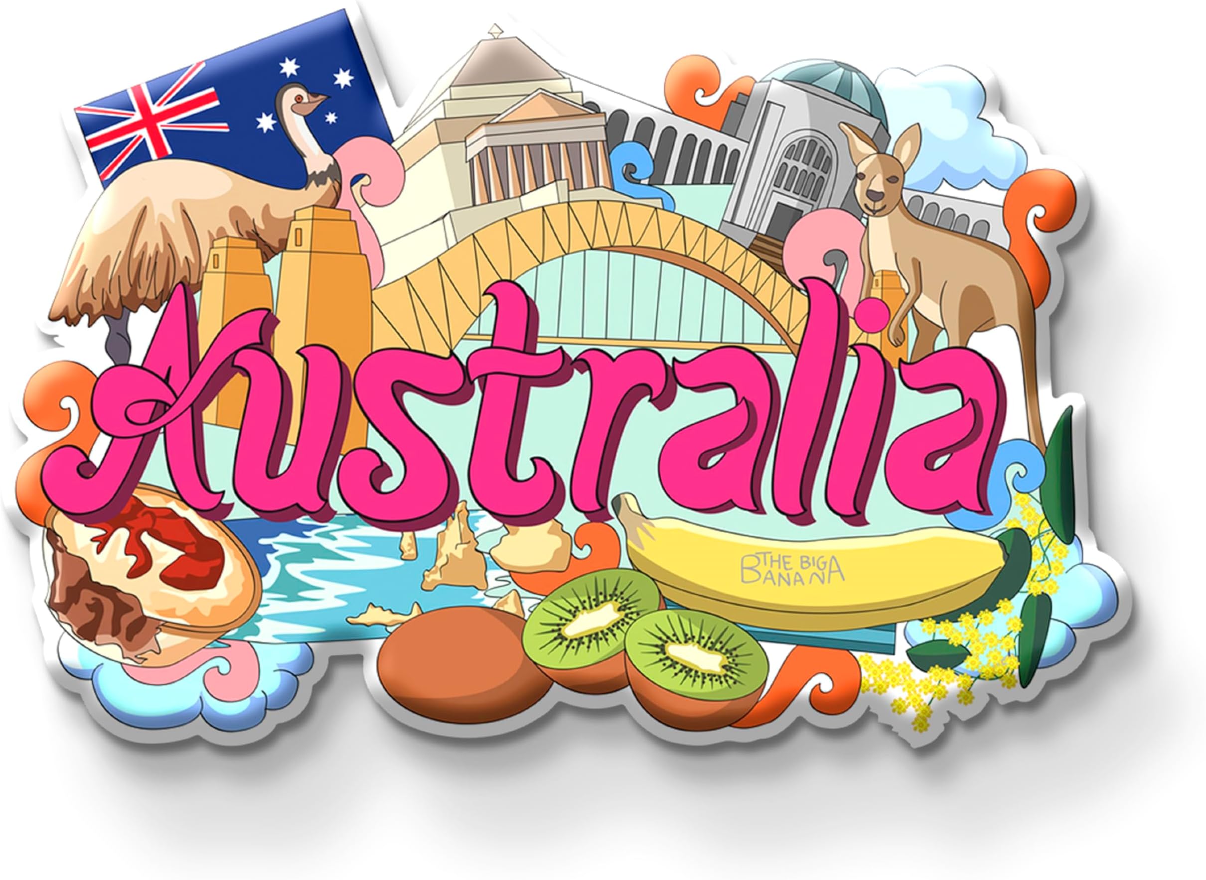 Australia Country Theme Souvenir Wooden Fridge Magnet for Refrigerator - Australia Printed Stylish Magnet for Fridge Decoration