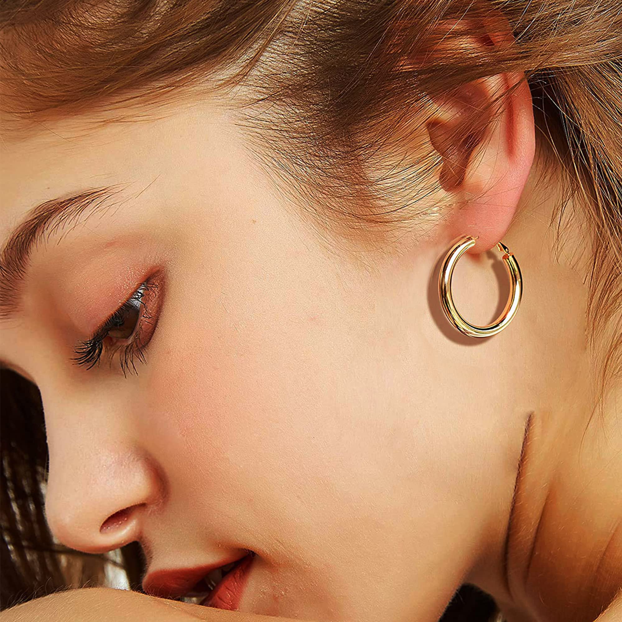 ALEXCRAFT Orecchini Donna Argento 925 a Cerchio Oro Placcato 14K/ Oro Bianco Cerchietti Piccoli con Confezione