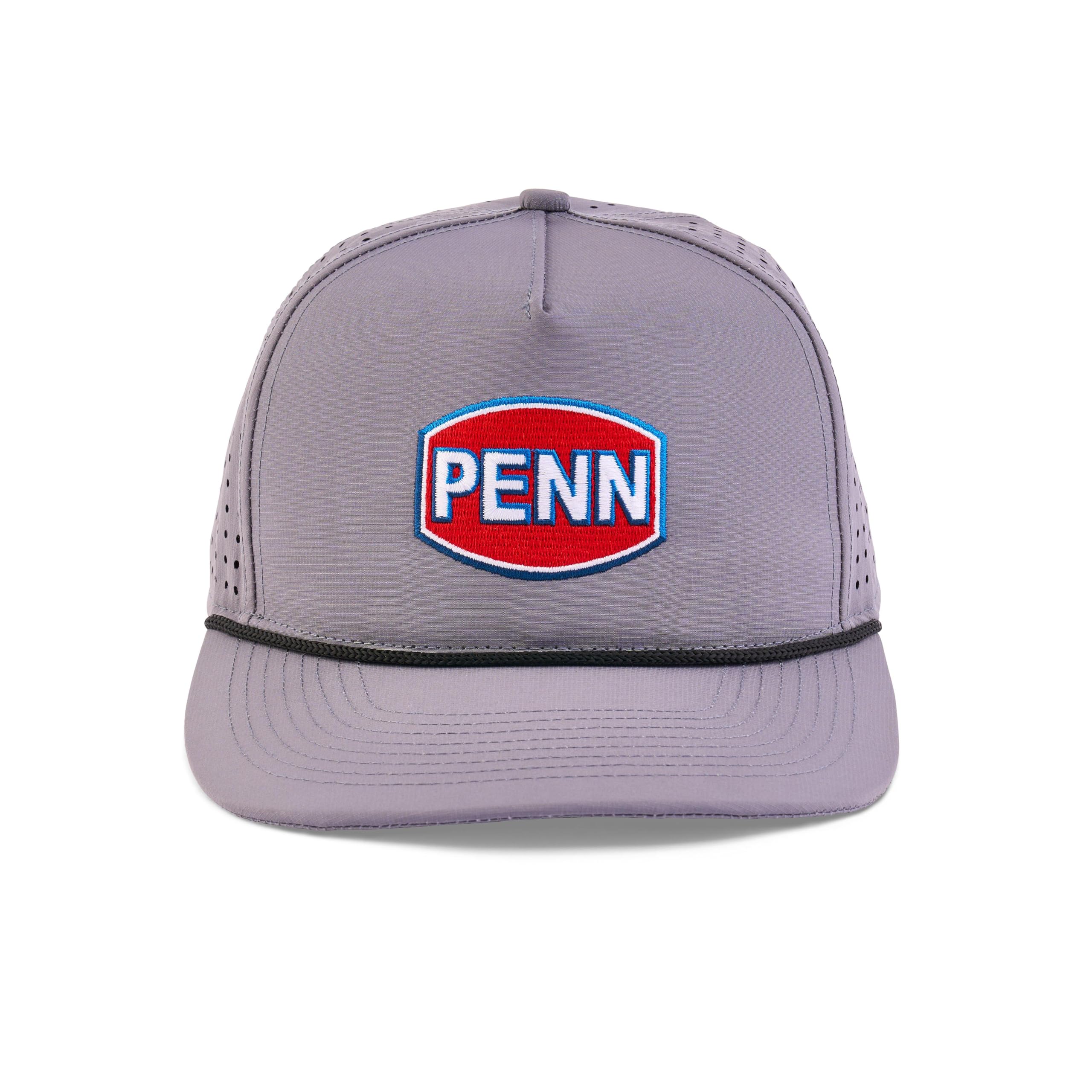 PENN Performance Cap, Grey, One Size Fits Most, Rope Hats for Men & Women, Avidry Lite Performance Fabric, Snapback Closure Fishing Hat