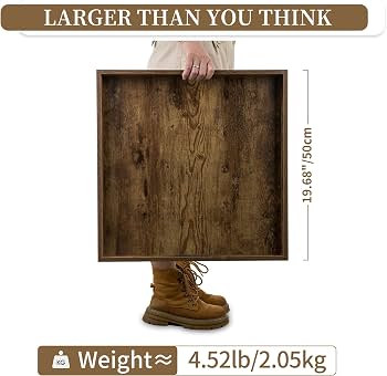 Hanobe Vassoio Ottomano In Legno 50x50 Cm Con Manici – Extra Large Per Tavolino E Servizio
