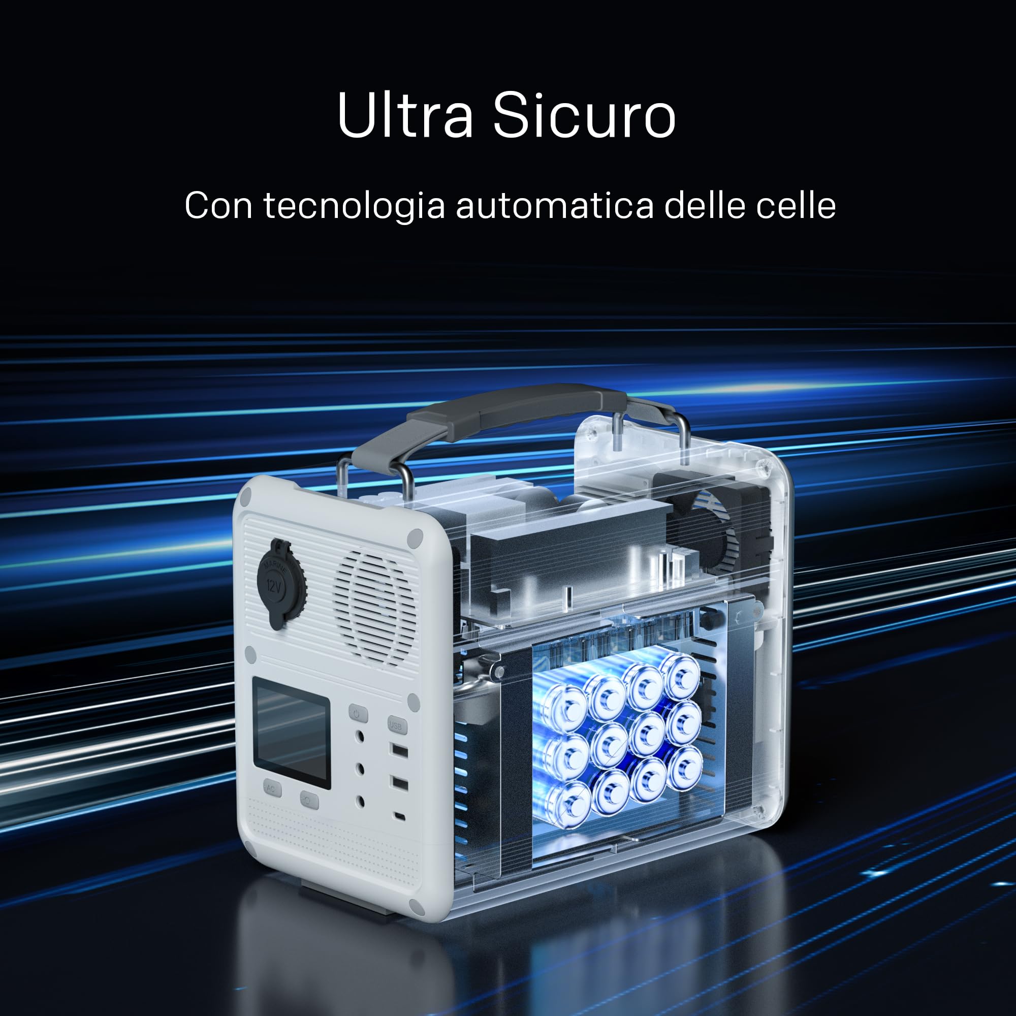 STRONG P500 Stazione Elettrica Portatile, Batteria LFP 460,8Wh, Generatore Solare 500W Peak, Ricarica Solare/DC/Auto, Tecnologia MPPT, Protezione BMS, QC3.0+PD100W per Campeggio, Viaggi ed Emergenze