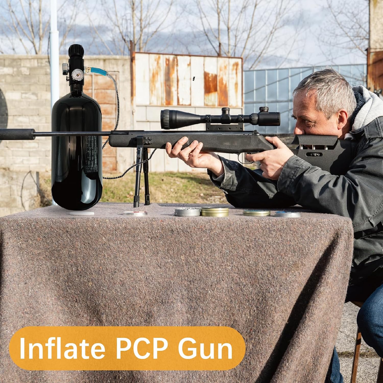 DOT 98ci/1.6L Carbon Fiber Tank with Dual Gauge Valve,PCP Tank 4500 psi,Complete PCP Airgun Charging System Lightweight Paintball Fill Station