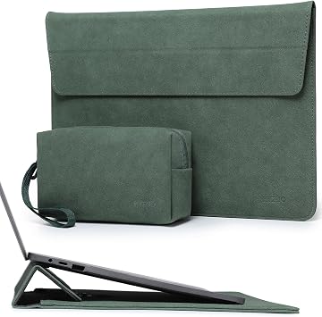 HYZUO 13.3-14 Inch Laptop Sleeve Case Bag with Adjustable Stand for MacBook Pro 14 M5/M4/M3/M2/M1 Pro/Max A3426 A3427 2026-2021, MacBook Air/Pro 13.3, 13.8-13.5 Surface Laptop, Midnight Green