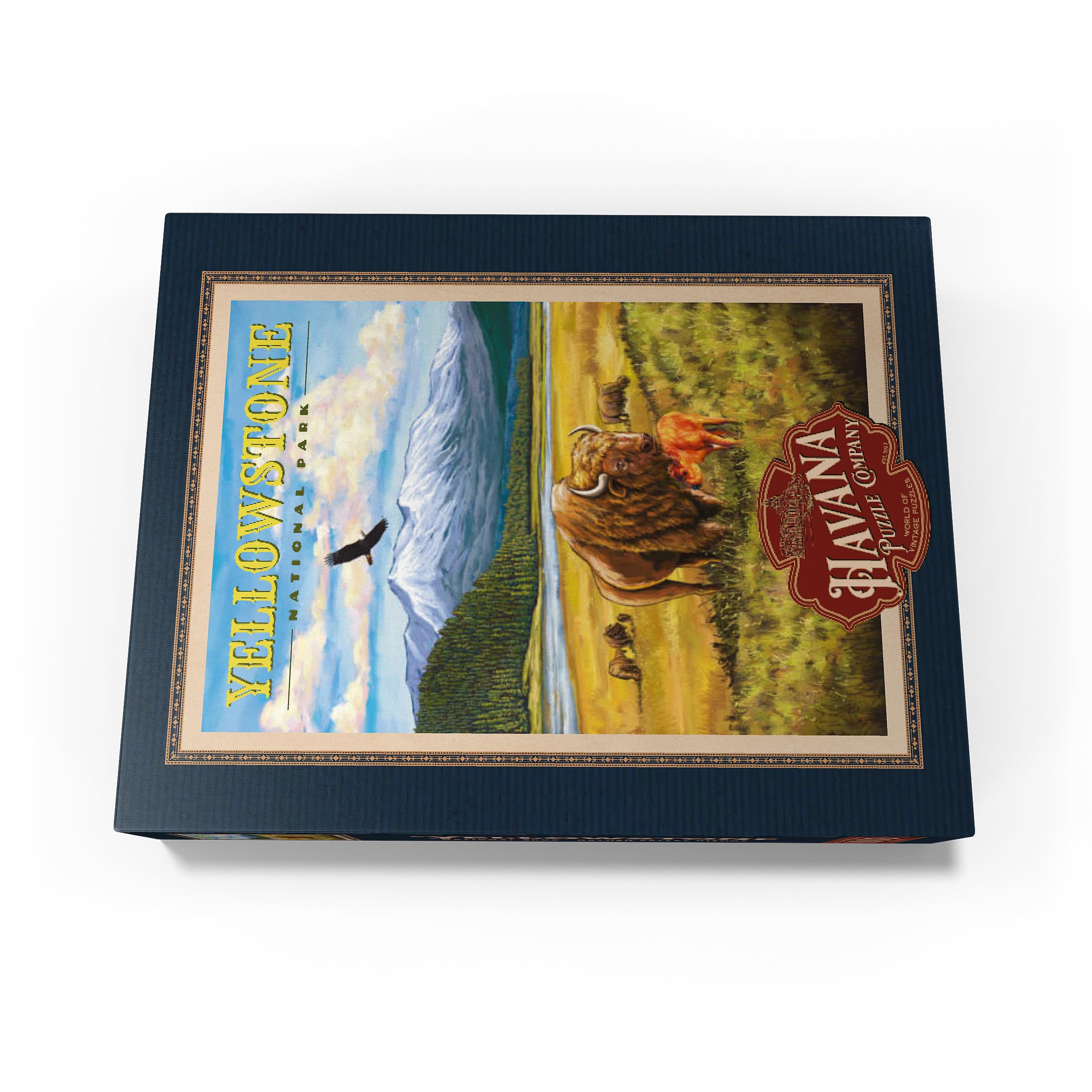 Yellowstone National Park – Hayden Valley Bisons, póster de viaje vintage – Rompecabezas premium de 1000 piezas para adultos