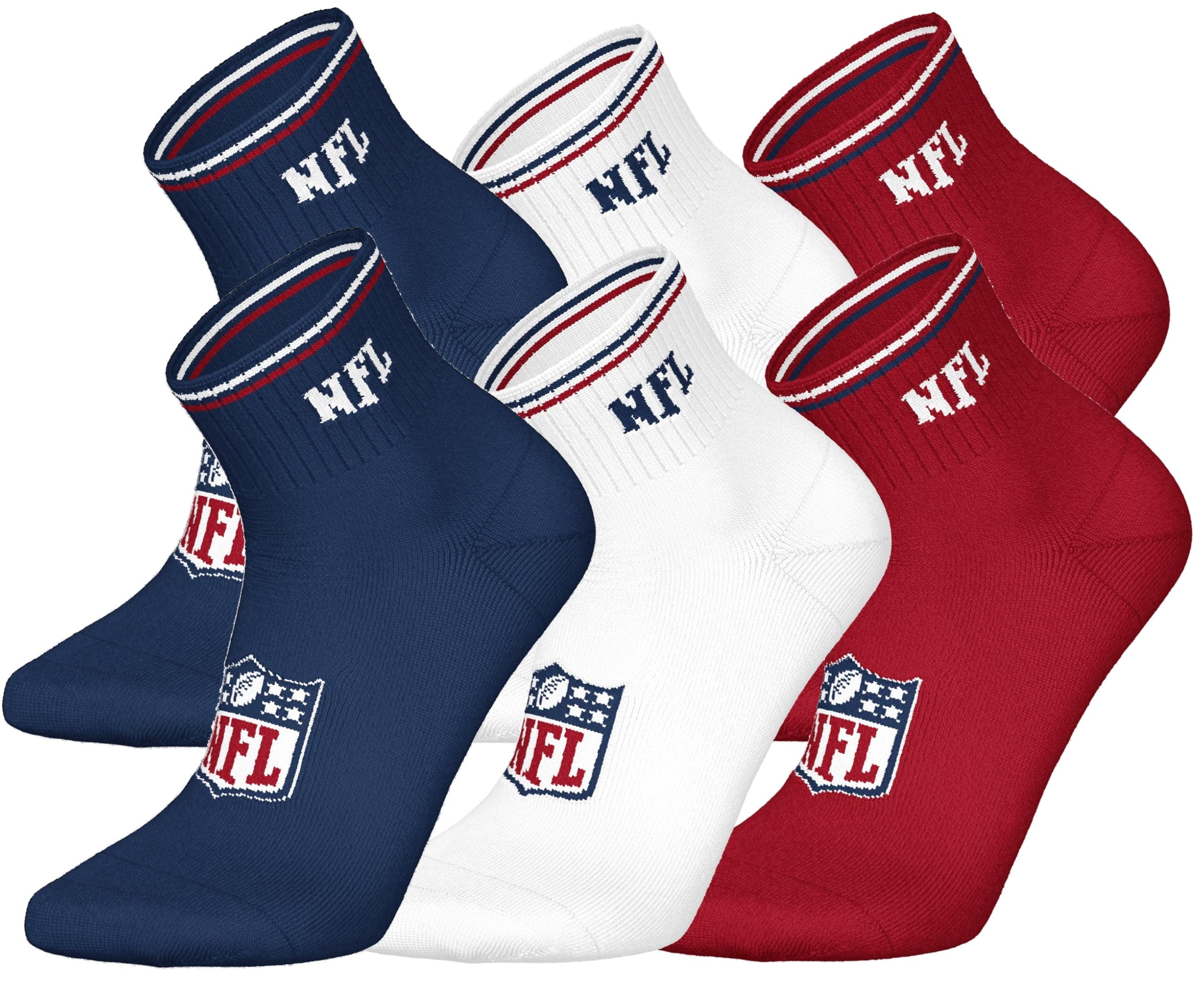 NFL Unisex Shield 6pk Quarter Socks Sport Socks (Pack of 6)