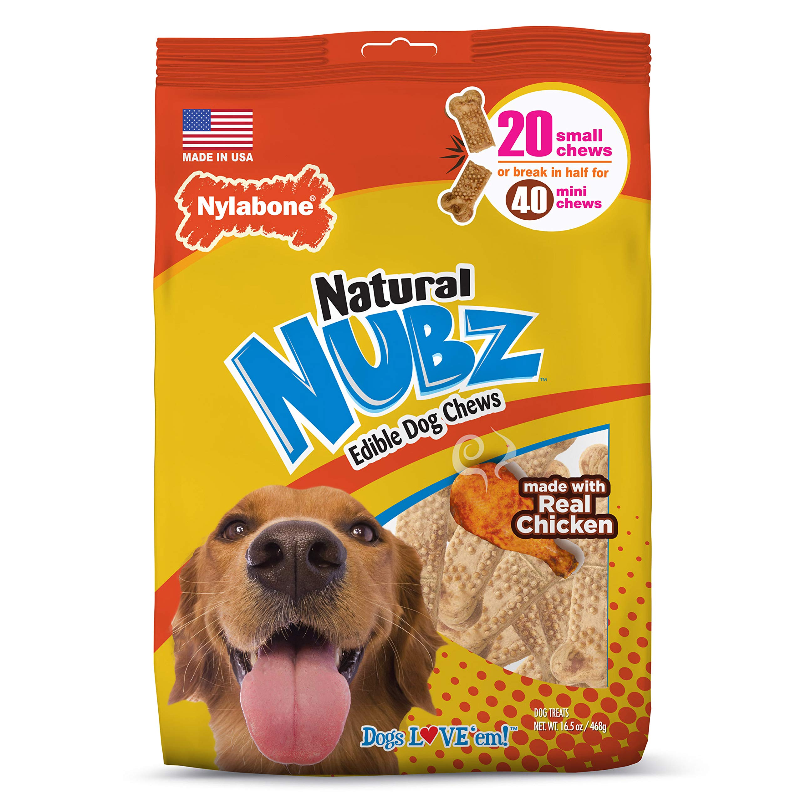 Nylabone Nubz Budz Natural Long Lasting Edible Dog Chews 20 Count Small - Up to 30 lbs.