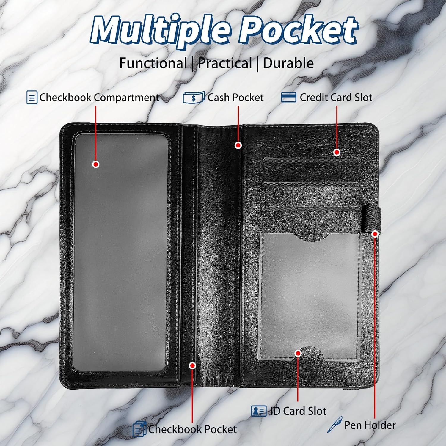 Check Book Cover for Personal Checkbook with Duplicate Checks for Women's & Men PU Leather Wallets Check Book Holder with Pen Card Slots Elastic Strap,Cute Cat Starry Sky