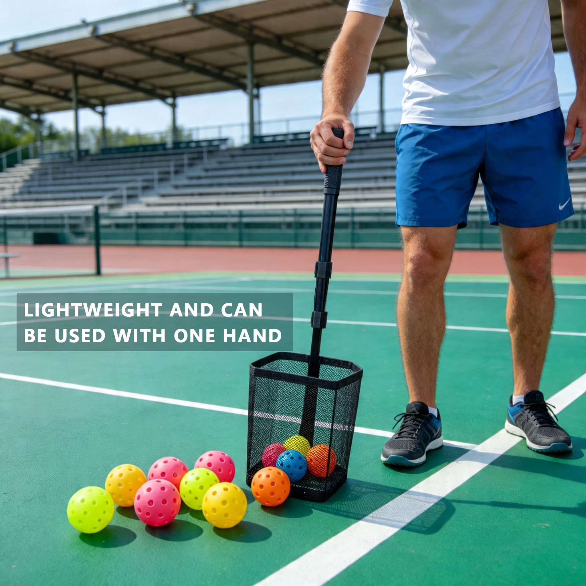 Tramoggia per palline da tennis, contiene oltre 40 palline da pickleball o 50+ palline da tennis, telaio in acciaio leggero e resistente, portatile e regolabile (esclusa la palla)