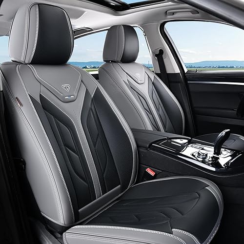 Vista 75 de Coverado Juego completo de fundas para asiento delantero y trasero para automóvil, cuero, impermeables, acojinadas, protectoras, ajuste universal