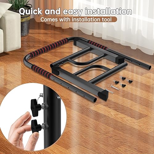 Miniatura 7 de Solo mango ajustable para paseador, 19.7 pulgadas de ancho, altura máxima de 46 pulgadas, negrorojo