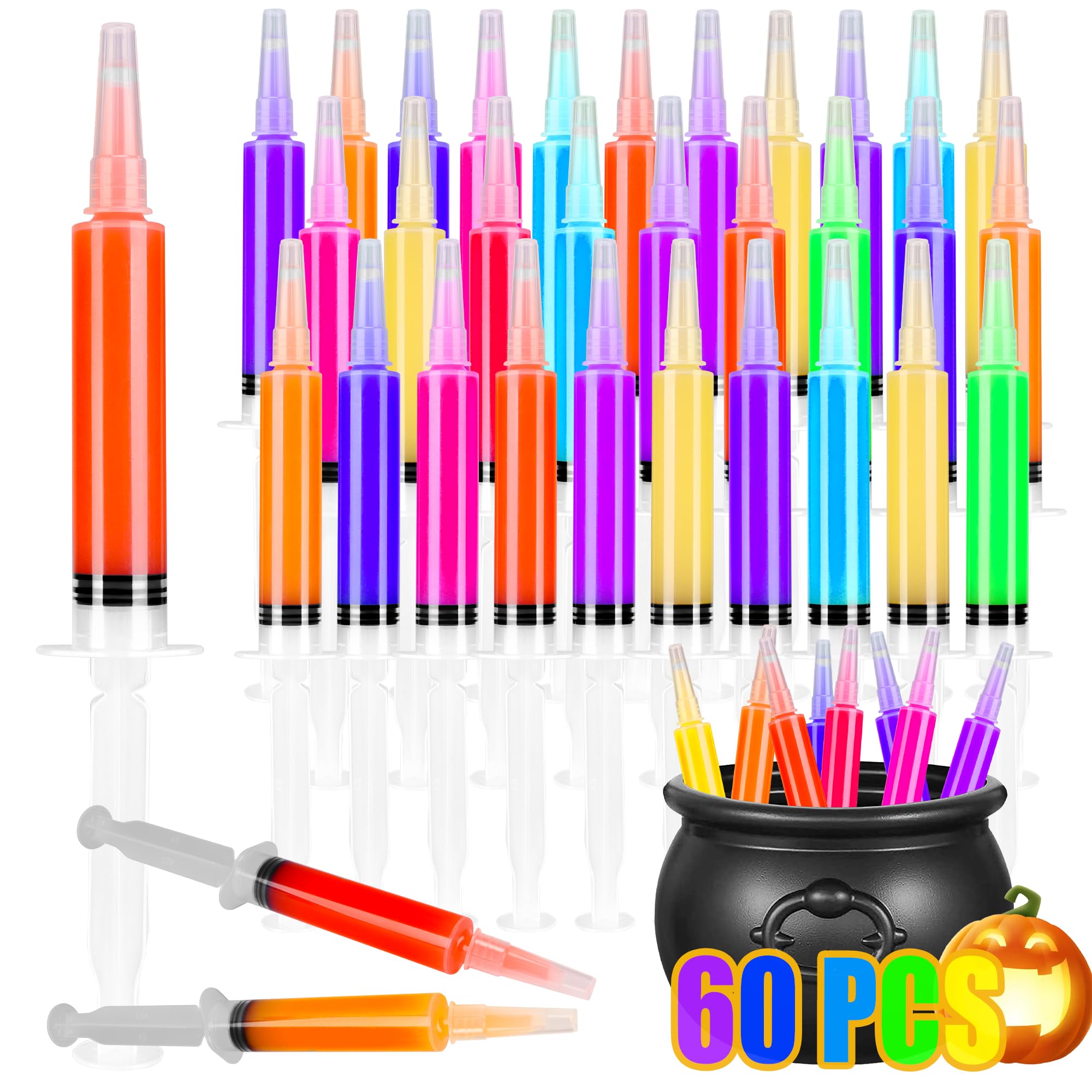 BainGesk60 Pack Jello Shot Syringes, 20 ML Reusable Jello Shot Syringes with Tip Cap, Washable, Durable Jello Shot Syringes for Halloween, Great for Halloween Party Favors and Party Supplies