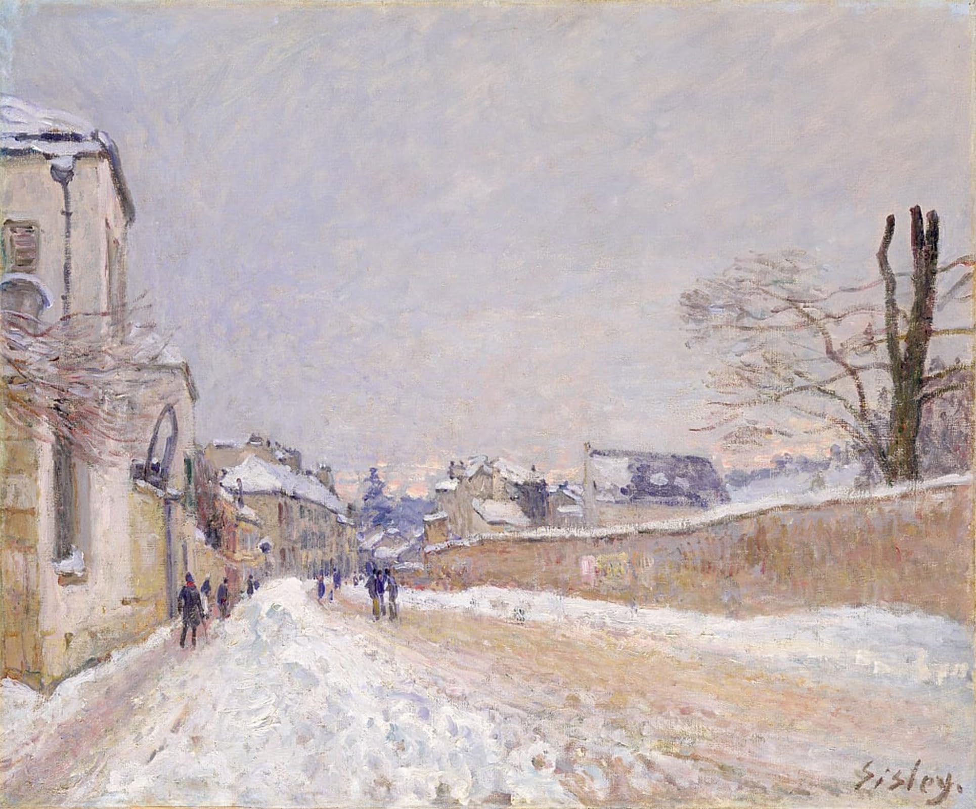 POSTERIIk Famous Print Pop Art Wall Art Graffiti Rue Eugène Moussoir At Moret Winter by Alfred Sisle Art Prints for Home Decor 60x90cm