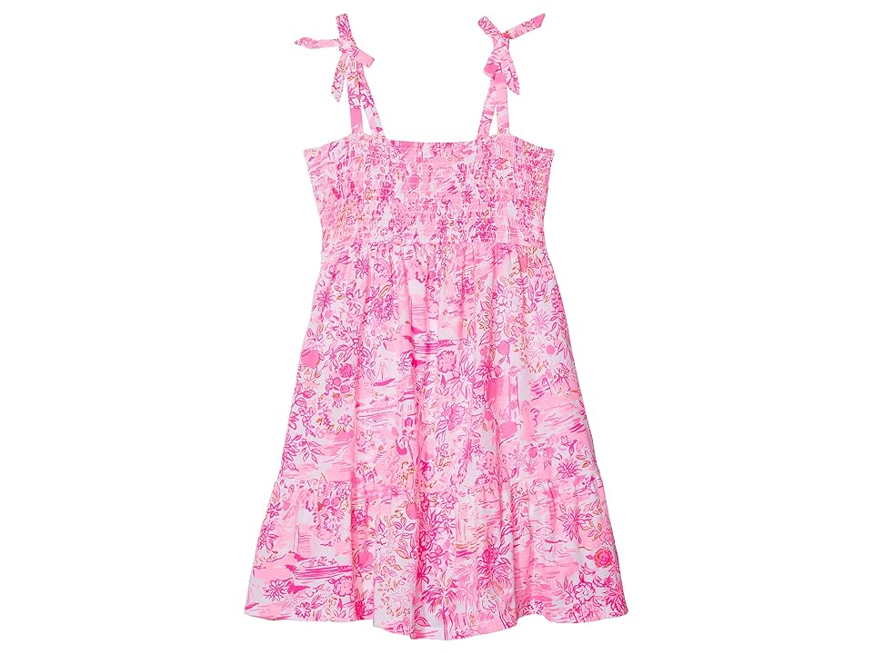 Lilly Pulitzer Kids Mini Kailua Dress (Toddler/Little Kids/Big Kids) (Peony Pink Seaside Scene) Girl's Dress INTERNATIONAL SHIPPING