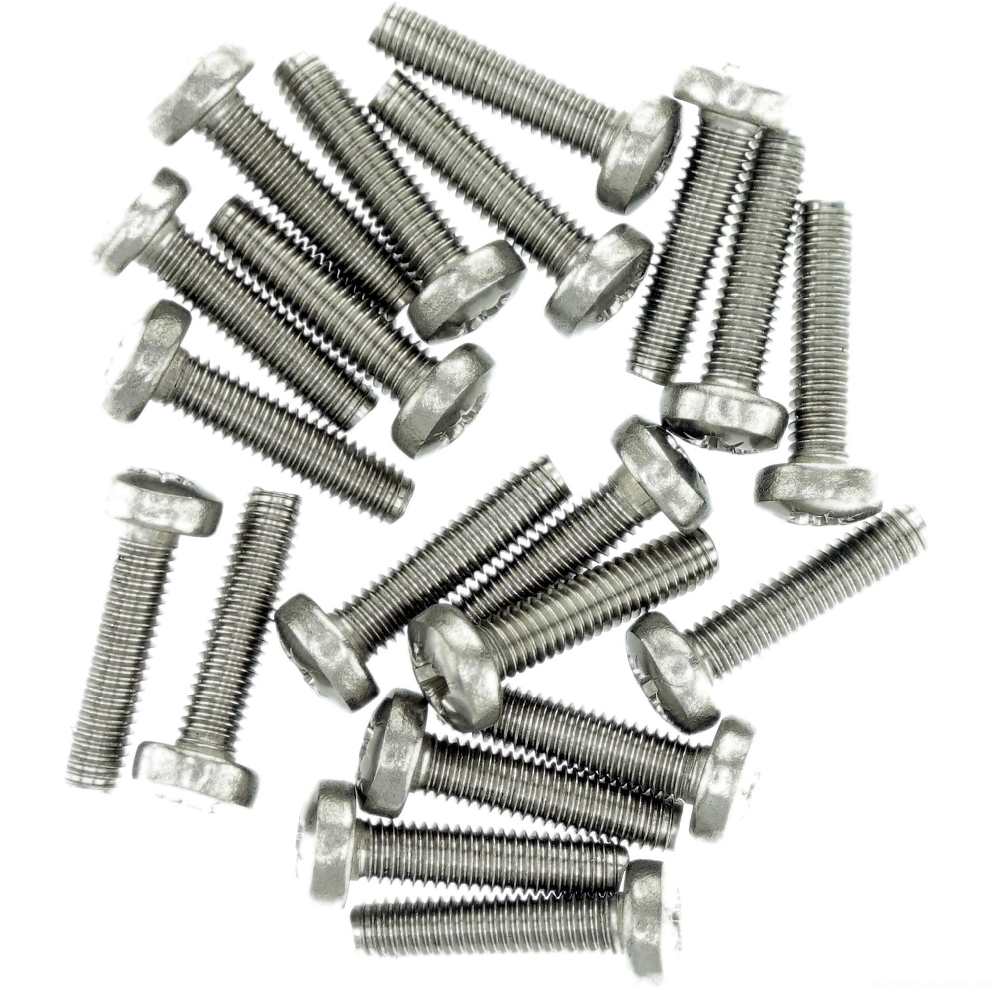 Singularity Supplies M2.5 (2.5Mm X 4Mm) Pozi Pan Thread Rolling Screw - Stainless Steel (A2) (Pack Of 20)