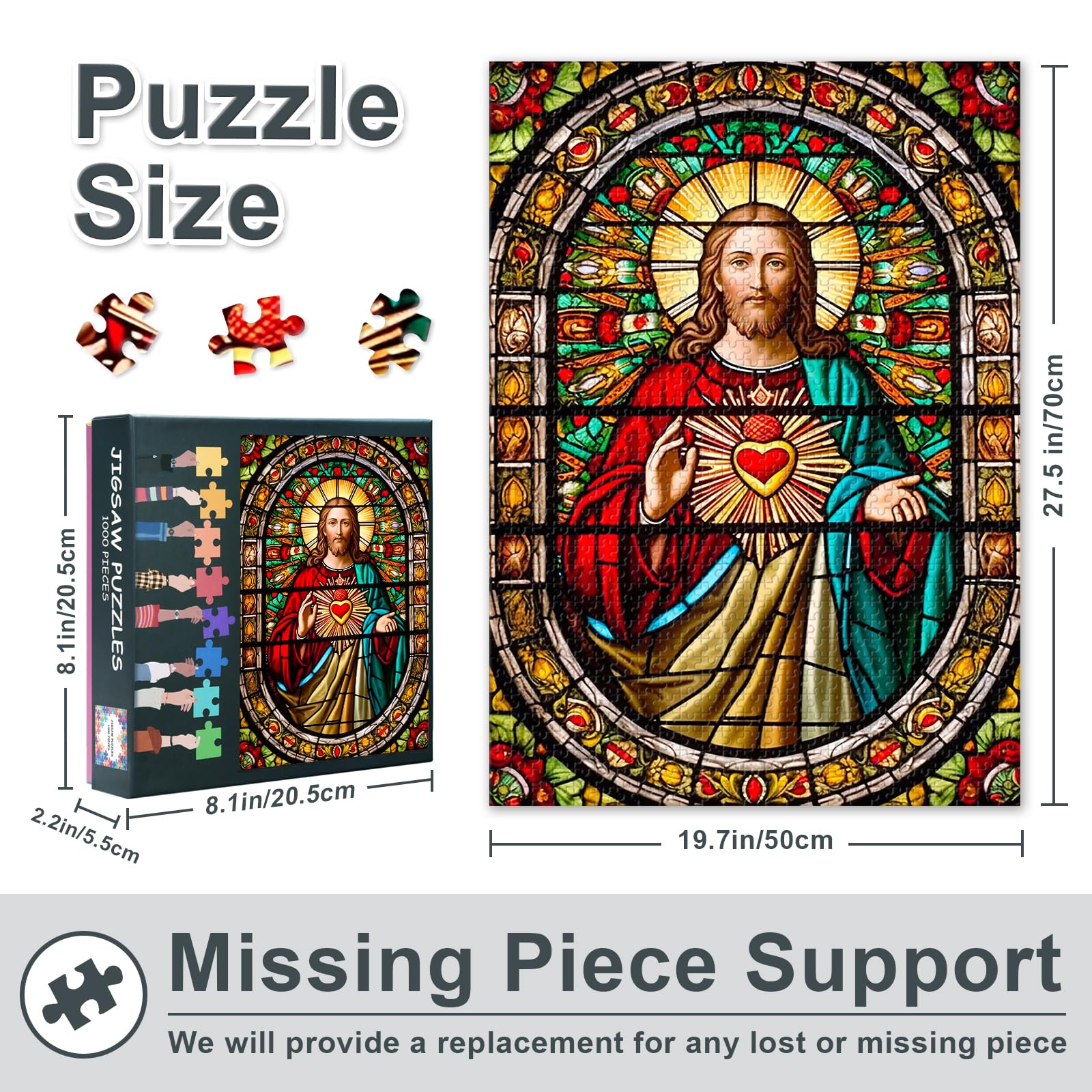 Jesus Jigsaw Puzzles 1000 Pieces for Adults Sacred Heart of the Lord Jigsaw Puzzles - Image 3