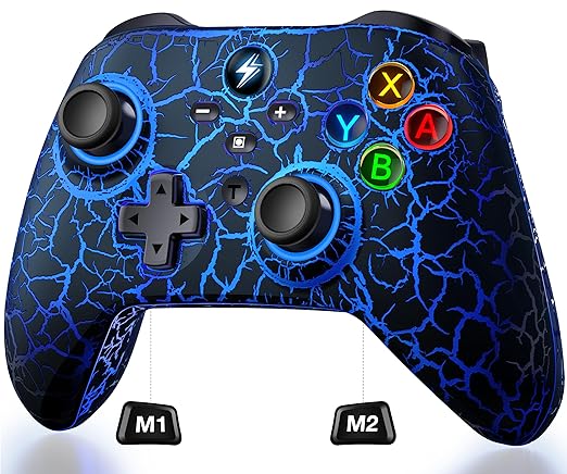 NinjaPlusOX Wireless Switch Pro Controller for Nintendo Switch Controller/Lite/OLED, LED Wired Windows PC Game Joysticks-Wireless iOS/Android Remote with Cool Light Up