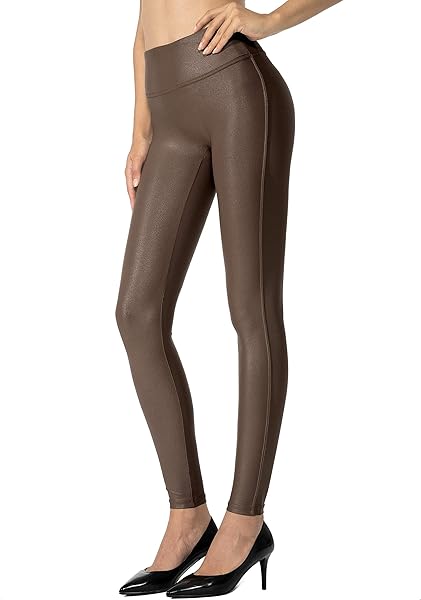 SANTINY Women's 25.5''/27'' Faux Leather Leggings Pants Stretch High Waisted Tights for Women