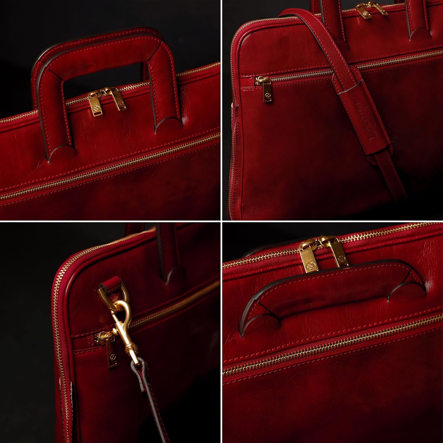 Time Resistance Slim Leather Briefcase - Italian Handmade Leather Computer Bag - Briefcase for Men and Women - Laptop Bag - Image 5